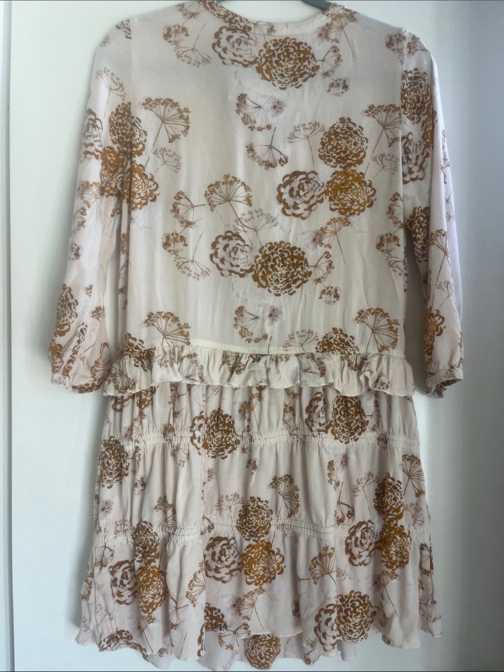 hinge Cream Floral Ruffle Mini Dress - Picture 7 of 8